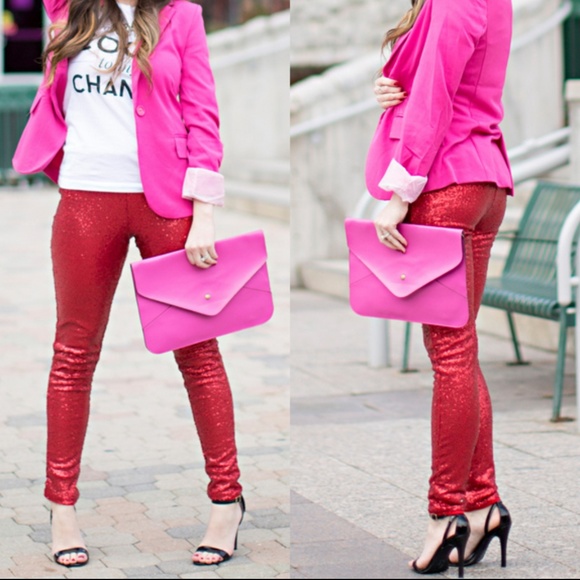 Pants RED SEQUIN PANTS - Picture 3 of 4